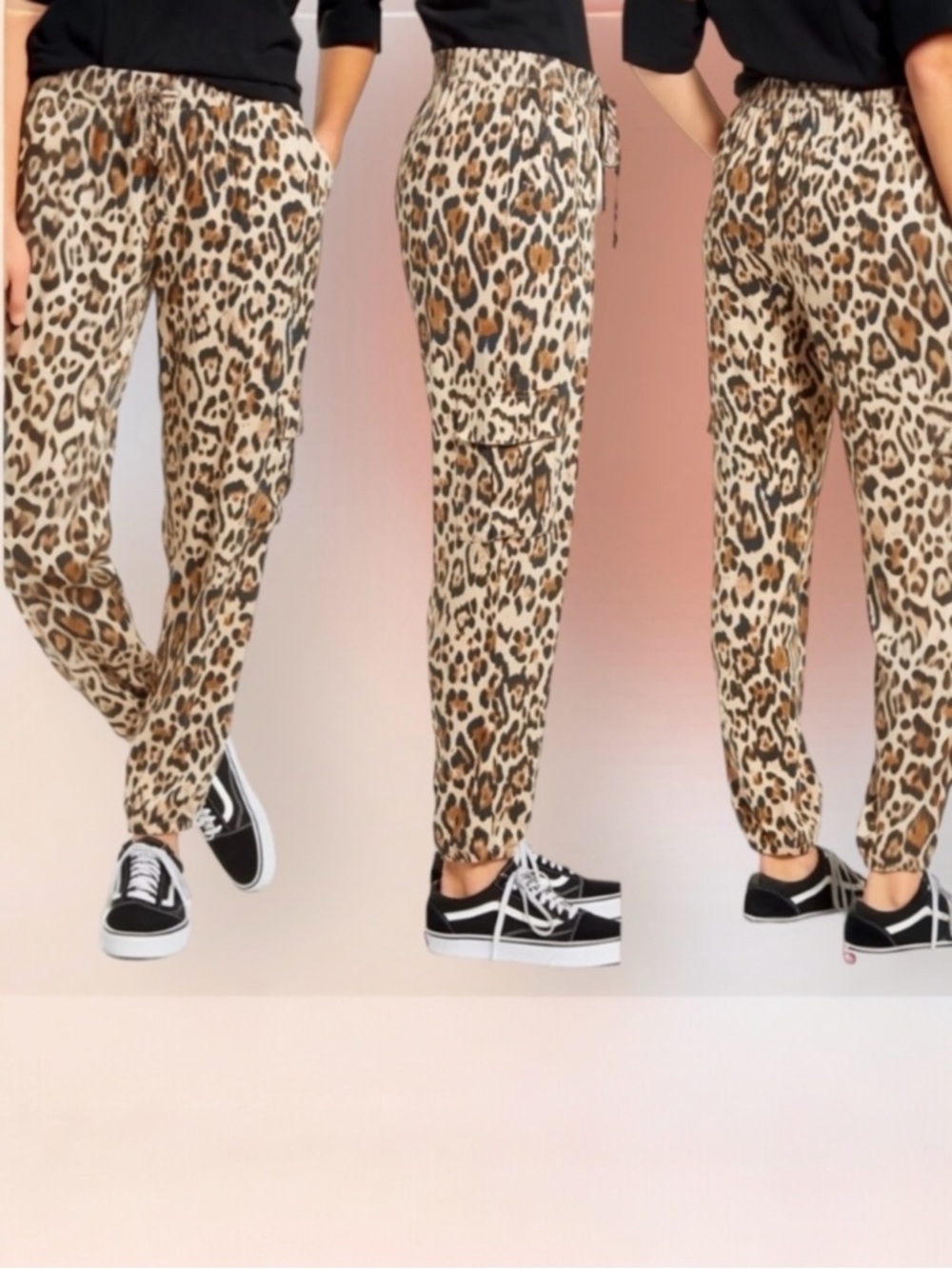 Socialite Leopard Print Cargo Style Joggers Size S